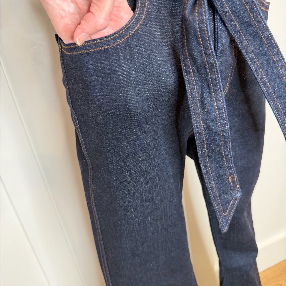 Veronica Beard Sheridan Belted Notched Waist Bell Bottom Jeans - Picture 5 of 10